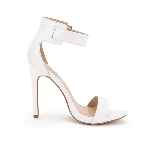 Ankle Strap Stiletto Sandals - WHITE PAT - 1